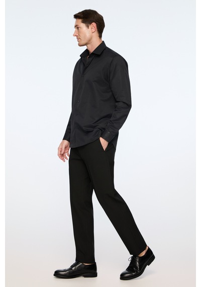 Morven Erkek Siyah Düz Slim Fit Sert Yaka Gömlek 26mc004066001 Siyah
