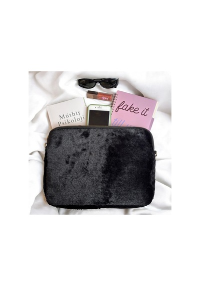 Plush Studıo 13-13.3-14 Inch Peluş Macbook, Laptop Çantası,siyah Toscase Askısız 36x26cm Siyah Siyah