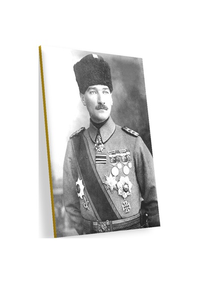 Cakasepetim Atatürk Kalpaklı Madalyalı Ahşap Mdf Tablo