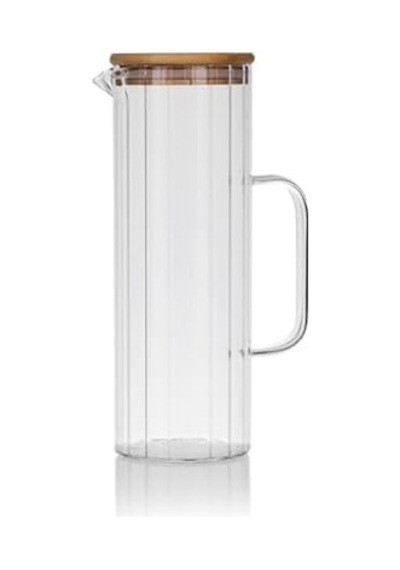 1000ml Bambu Kapaklı Line Borosilikat Cam Yağlık & Sürahi Şık, Dayanıklı Ve Sağlıklı Saklama Çözümü 8cm X 20cm