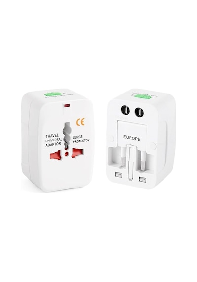 Evrensel Seyahat Adaptörü, Priz Çevirici Dönüştürücü, 150+ Ülke Uyumlu, Tip A/b/c/g/ı, Beyaz, Kompakt Tasarım, 110v 250v Uyumlu 1adet