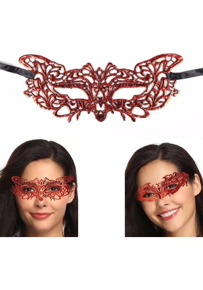 Kırmızı Dantel Masquerade Maskesi 9 No 2 Yaş Mavi