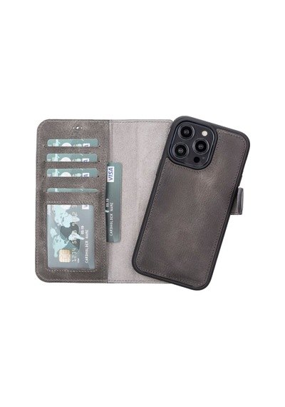 Apple Uyumlu iPhone 14 Pro Max Deri Cüzdanli Kilif Mwwn Vs4Ef Gri 558439911