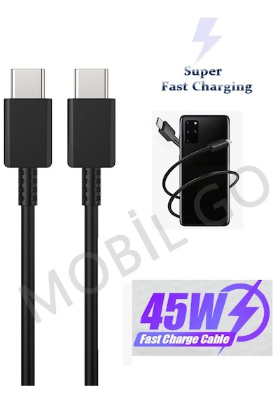 Samsung Uyumlu Galaxy S20 Ultra S22+ S23+ S24+ 45w Süper Hızlı Şarj Data Kablosu 1