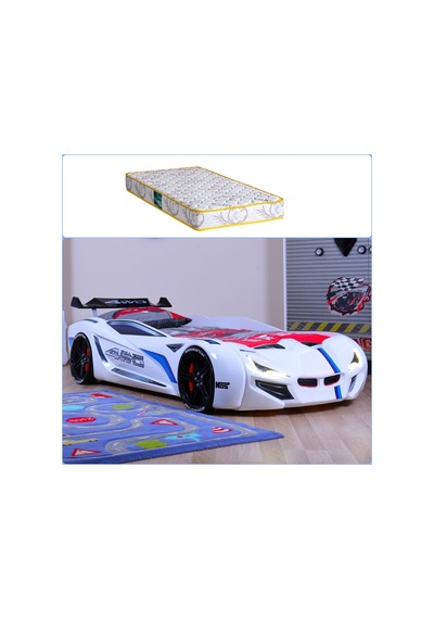 Arabalı Yatak, Mercedes Rüzgarlıklı Arabalı Yatak - Beyaz + 1 Adet Comfort Yatak Arabalı Yatak, Mercedes Rüzgarlıklı Arabalı Yatak - Beyaz + 1 Adet Comfort Yatak