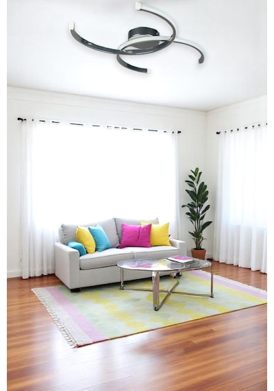 Duru Krom Renk Modern Tasarım Salon - Mutfak - Hol - Yatak Odası Beyaz Led Avize Krom
