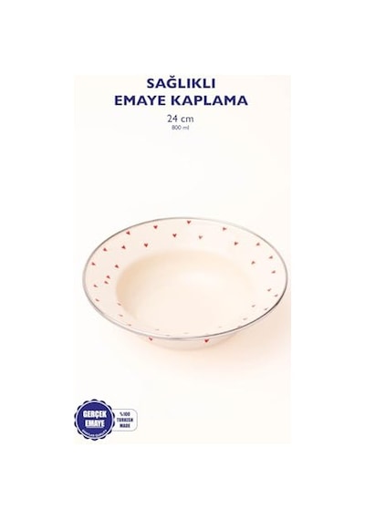 Emaye Cupid Çukur Makarna Salata Tabağı Çok Renkli