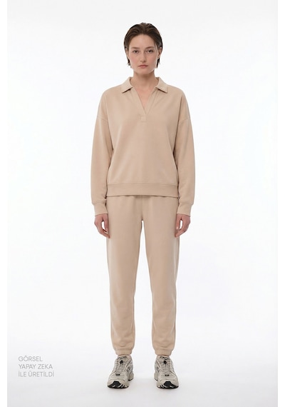 Penti Bej Polo Yaka Modal Sweatshirt