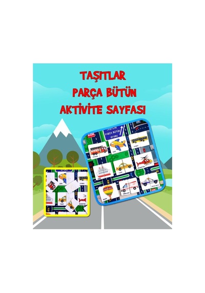 Lisinya247 Taşıtlar Parça-bütün Eşleşmeler Keçe Cırtlı Aktivite Sayfası - Çocuk Etkinlik , Eğitici