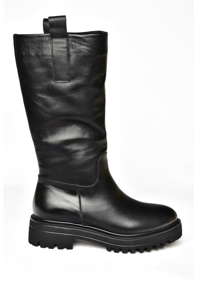 Fox Shoes R555267003 Siyah Hakiki Deri Kadın Çizme Siyah