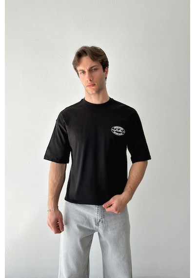 Flaw United States Baskılı Tişört-29509 Siyah
