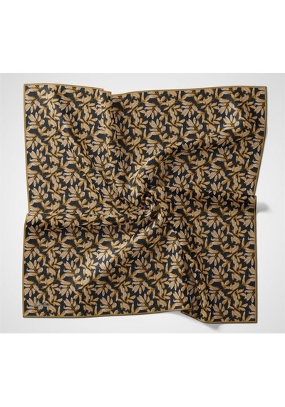 Silk Home Pamuk Polyester Soft Eşarp Koyu Siyah Çiçek Desenli Kaymaz Dokulu 90x90 Çok Renkli