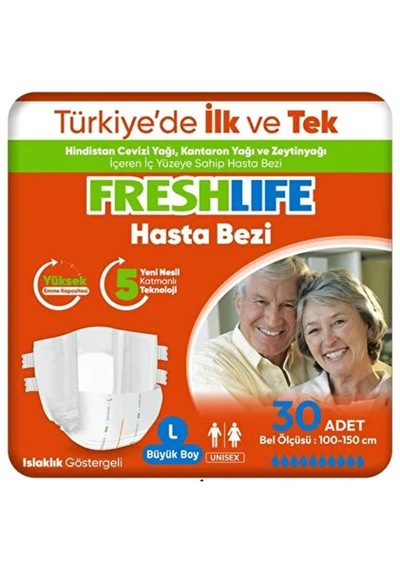 Freshlife Belbantlı Large Büyük Boy Hasta Bezi 30 Adet 1x30 Paket L