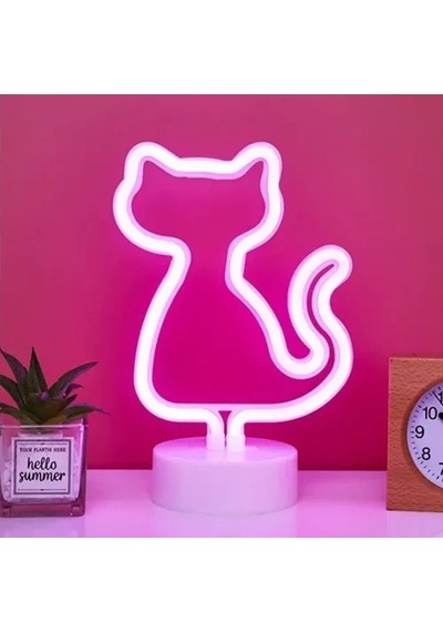 Hubrendy Emin Neon Kedi Masa Gece Lambası Pembe Işık 16022316