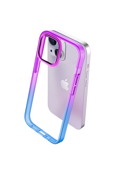 Apple Uyumlu iPhone Buff 13 Air Bumper Rainbow Kılıf Blue Purple