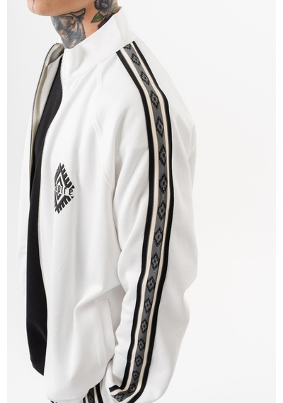 Respire Erkek Şerit Detaylı Dik Yaka Doubleface Zip Oversize Sweatshirt Ekru