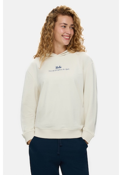 UCLA Nessa Kemik Rengi Kapüşonlu Pamuklu Baskılı Loose Fit Kadın Sweatshirt