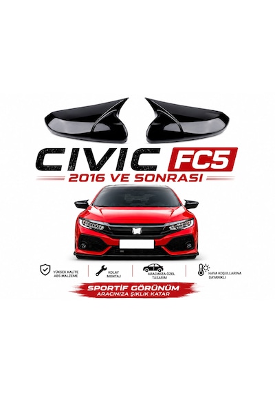 Honda Civic Fc5 2016-2021 Batman Yarasa Ayna Kapağı 1 Çift