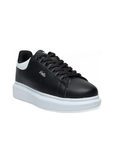 Volis Siyah-beyaz Kalın Taban Günlük Bağcıklı Erkek Sneaker Ayakkabı Siyah