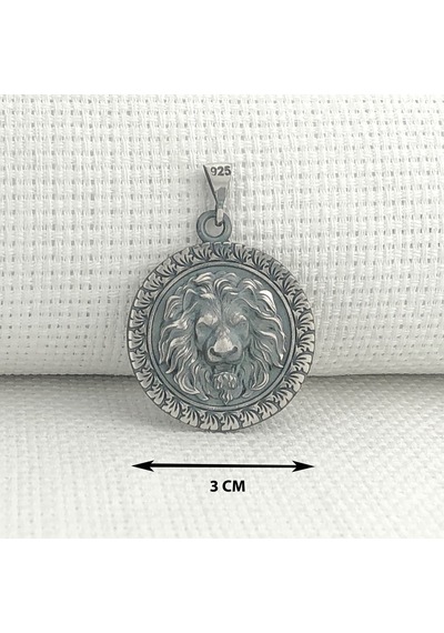 Takıhan 925 Ayar Gümüş Aslan Kabartmalı Kolye Ucu Gümüş