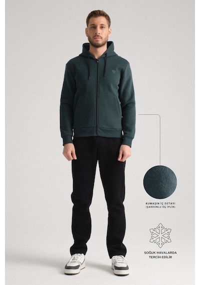 Shooter Sportswear Shooter Erkek Kışlık Eşofman Takımı Luxe Regular Kapüşonlu Koyu Yeşil