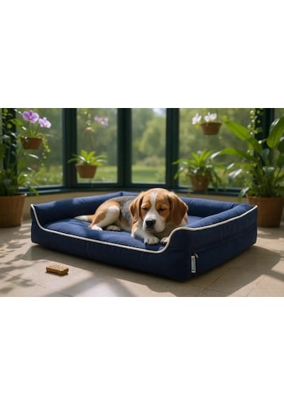Viscopet Premium Sofa Blok Sungerli Alezli Fermuarlı Yıkanabilir Köpek Yatağı Medium