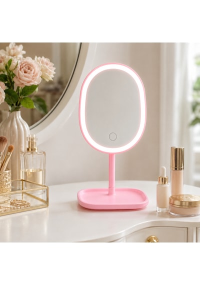 Humas Led Işıklı Masaüstü Makyaj Aynası, Dokunmatik Kontrollü, 3 Işık Modlu, Parlaklık Ayarlı, Usb Şarjlı, Tepsili Masa Aynası Pembe Humas Led Işıklı Masaüstü Makyaj Aynası, Dokunmatik Kontrollü, 3 Işık Modlu, Parlaklık Ayarlı, Usb Şarjlı, Tepsili Masa Aynası Pembe