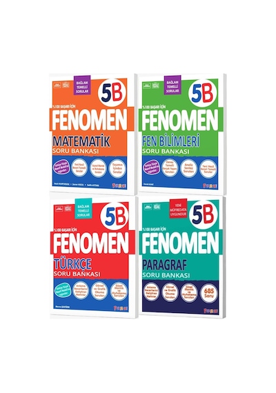 Fenomen Okul 2027 5. Sınıf Matematik + Fen Bilimleri + Türkçe + Paragraf B Serisi Soru Bankası Seti 4 Kitap Maarif Model