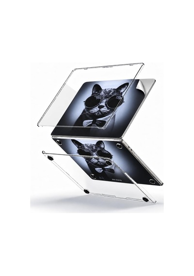 Macbook Pro 13 İnç Kristal Parlak Şeffaf Sert Kılıf Hard Case A2338 M1 M2 A2251 A2289 Uyumlu + Kedi Desenli 3m Sticker + Şeffaf Klavye Koruyucu 3'lü Set Siyah Belirtilmemiş
