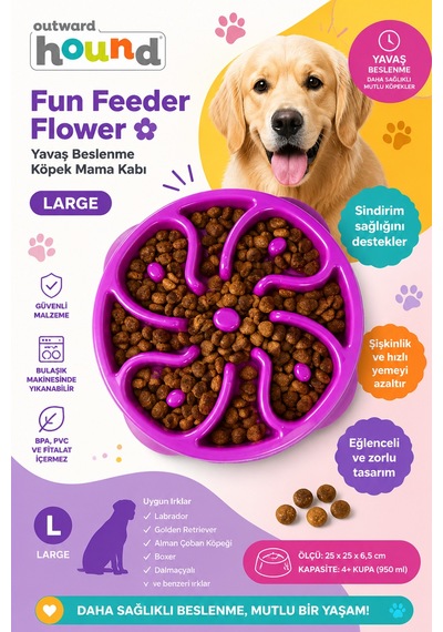 Fun Feeder Flower Yavaş Beslenme Köpek Mama Kabı Large