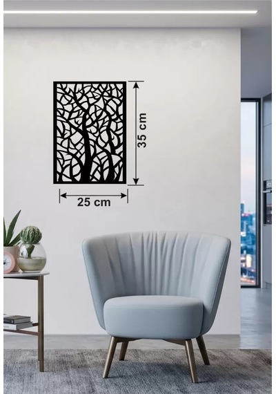 Soyut Ağaç Dalları Ahşap Duvar Tablosu - 25x35 Cm Lazer Kesim Dekoratif Pano Renkli