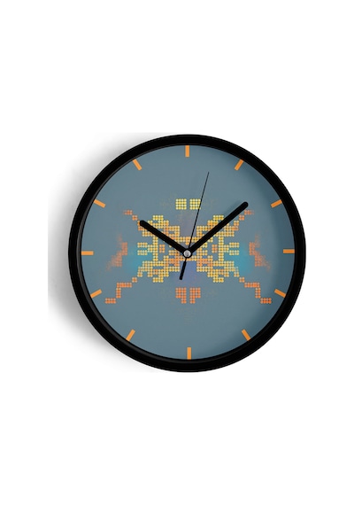 Piksel Zamanı Temalı Modern Duvar Saati - 25cm - Önü Camlı Siyah Kasa - Sessiz Mekanizma-jh0281 Siyah