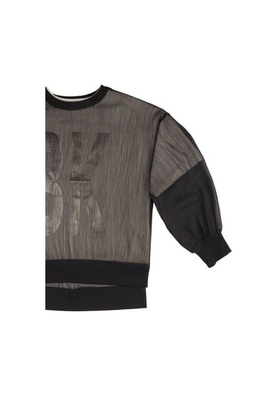 Kız Çocuk Tül Detaylı İkili Sweatshirt-14199 Siyah