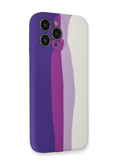Apple iPhone  Uyumlu  13 Pro Kılıf Ebruli Lansman Silikon - Mor-beyaz