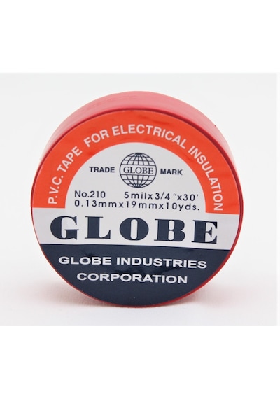Globe Pvc Elektrik İzolasyon Bant "0.13x19x10yrds" Kırmızı 10'lu Paket