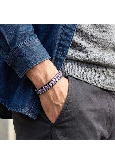 Moncuk Design Ametist & Hematit Çelik Örgülü Deri Bileklik 33512b22d7 Çok Renkli