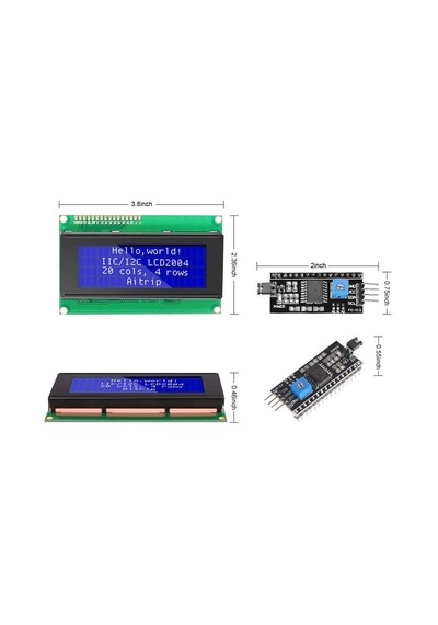20X4 Lcd Ekran I2C Modüllü Mavi Aydınlatma