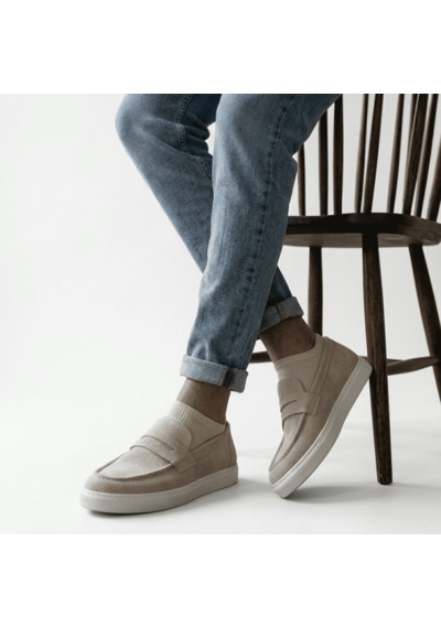 Erkek Loafer Ayakkabı Günlük Rahat Bağcıksız Süet Casual Klasik Ayakkabı Tarz0580 Krem