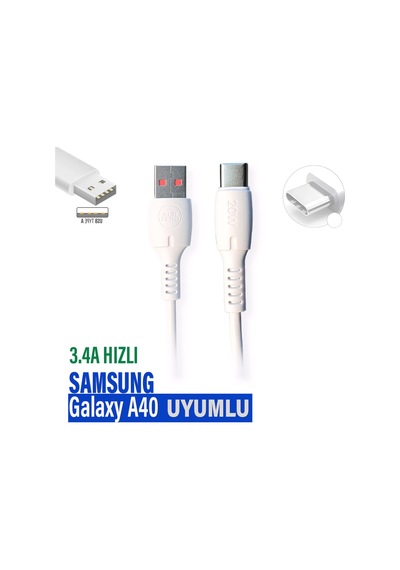 Galaxy Uyumlu Uyumlu A40 Şarj Kablosu Type-c 3.4a 20w Hızlı