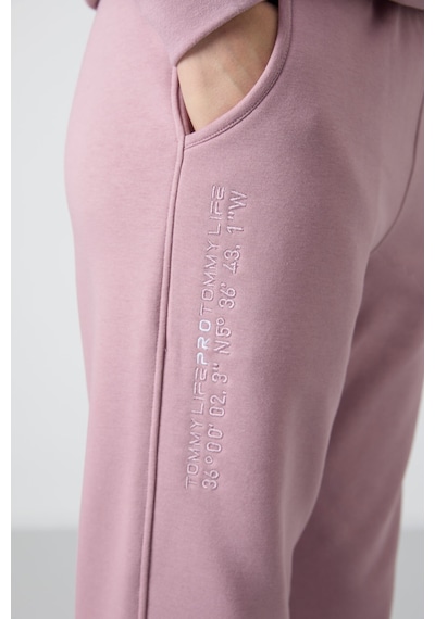 Tommy Life Gül Kurusu Kapüşonlu Kanguru Cep Oversize Lastik Paça Kadın Eşofman Takımı - 95288 Gül Kurusu