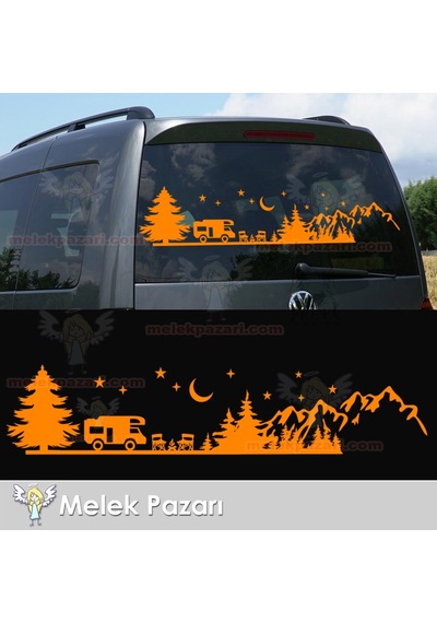 Camp, Orman Manzarası Karavan Stickerı, Karavan Çıkartma