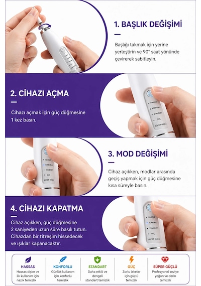 Exenar - Beyaz - Diş Taşı Temizleme Cihazı Şarjlı Diş Fırçası Sonik Ultrasonik Akıllı Diş Taşı Temizleyici 5 Mod Ipx8