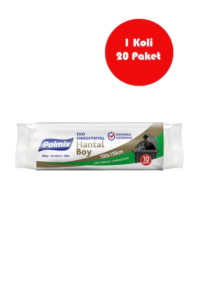 20 Adet Endüstriyel Hantal Boy Çöp Torbası 100x150 Cm - P305