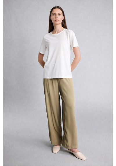 Defacto Culotte Geniş Paça Krinkıl Viskon Kapri C9565ax26smkh474 Haki-kh474