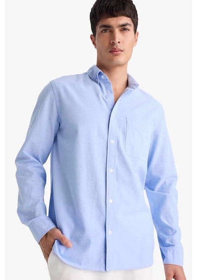 DeFacto %100 Pamuk Regular Fit Polo Yaka Oxford Basic Düz Uzun Kollu Gömlek A8028AX25SPBE196
