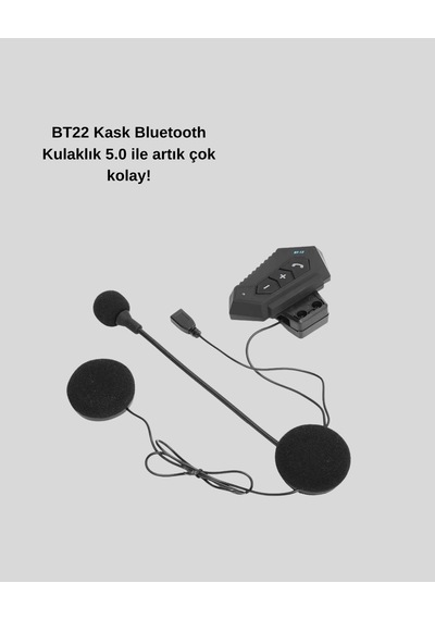 Mey İthalat Bt22 Kablosuz Kask Kulaklığı Bluetooth 5.0, Intercom, Su Geçirmez Ve Uzun Ömürlü Bata