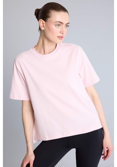 Defacto Comfort Fıt Bisiklet Yaka Sporcu Kısa Kollu Tişört F8106ax26sppn38 Pembe-pn38