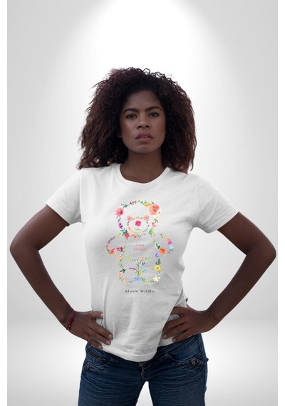 Sadece Yaşamak Unisex Unisex Beyaz Organik Baskılı T-shirt Penye Yüksek Kalite Beyaz