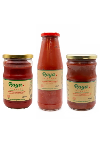 Organik Domates Salçası 650 G Biber Salçası 610 G Domates Püresi 695 G Set 2 KG