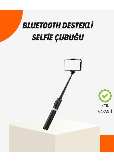 Bluetooth Lu Işıklı Selfie Çubuğu - Katlanabilir 130 Cm